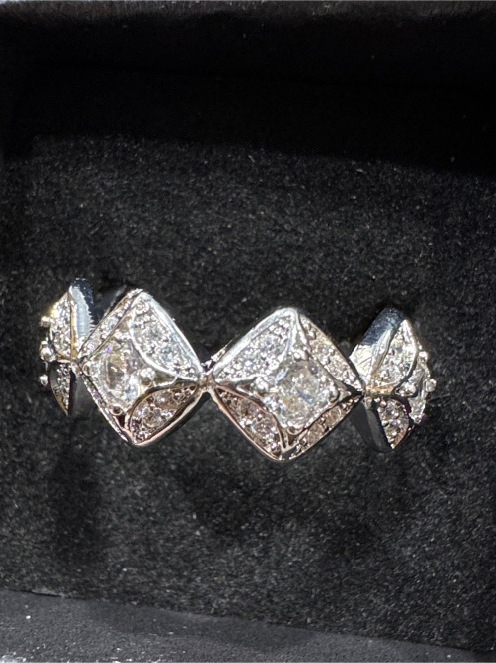 Silver Crystal Chevron Ring - Women Jewelry
